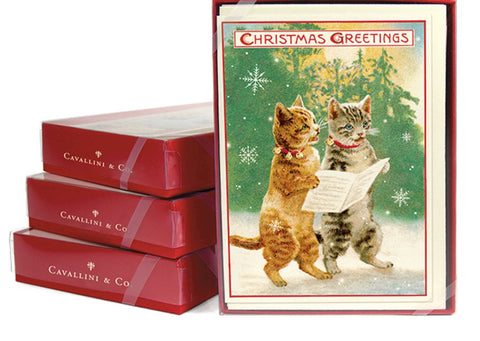 Vintage Singing Cats Boxed Christmas Cards