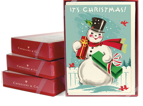 Vintage Top Hat Snowman Boxed Christmas Cards