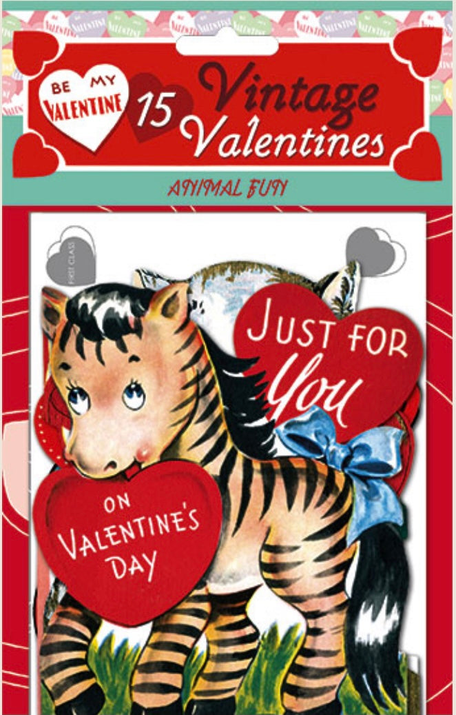 "Zebra" Set of 15 Assorted Retro Valentines