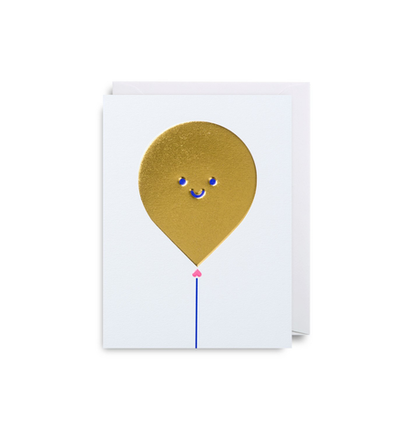 "Gold Balloon Face" Note Card