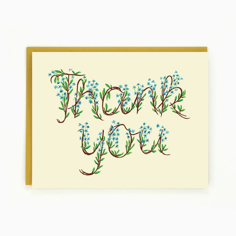 Blue Flowers Thank You Card